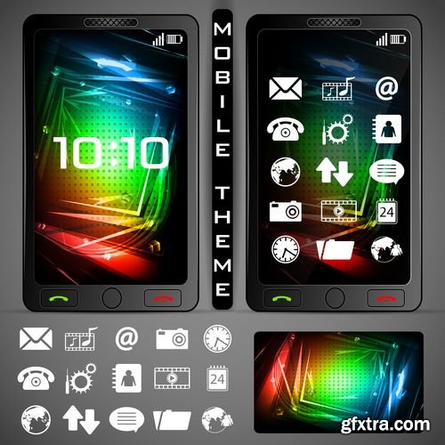 Multimedia smartphone app black business button