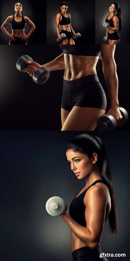 Beautiful Fitness Woman Lifting Dumbbells