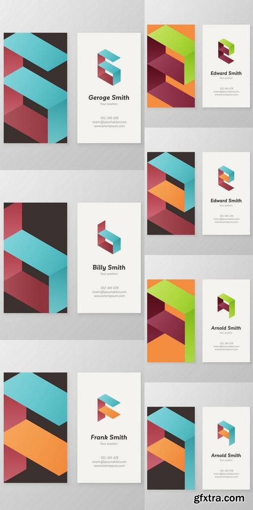 Business Cards Isometric Logo Letters