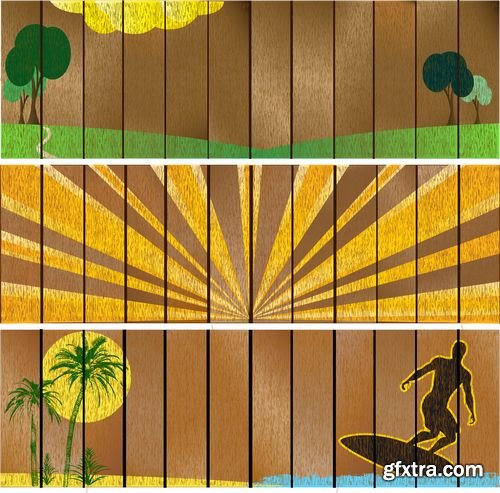 Background color Wooden boards with drawing