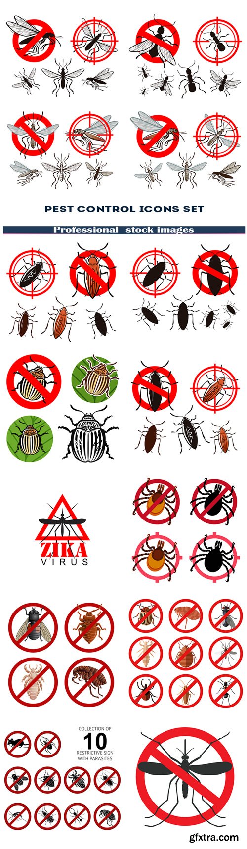 Pest control icons set