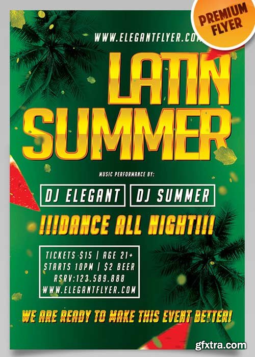 Latin Summer V1 Flyer PSD Template + Facebook Cover