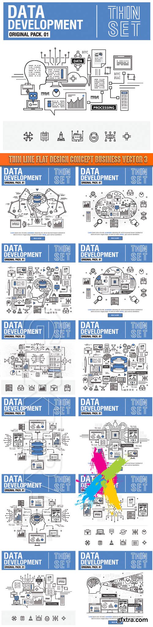 Thin Line Flat Design Concept Business vector 3