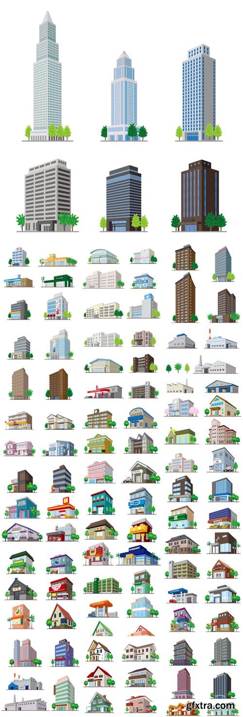 Vector Set - 3d Buildings