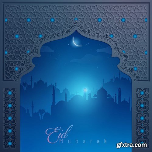 Eid Mubarak Papercut Style - 48 EPS