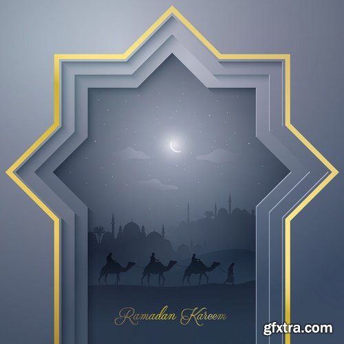 Eid Mubarak Papercut Style - 48 EPS