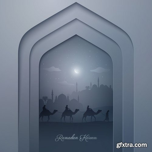 Eid Mubarak Papercut Style - 48 EPS