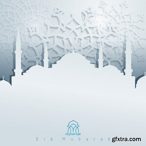 Eid Mubarak Papercut Style - 48 EPS