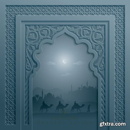 Eid Mubarak Papercut Style - 48 EPS