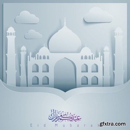 Eid Mubarak Papercut Style - 48 EPS