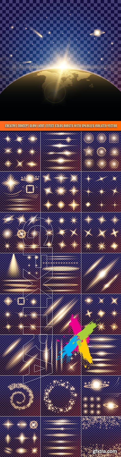 Creative concept glow light effect stars bursts with sparkles isolated vector