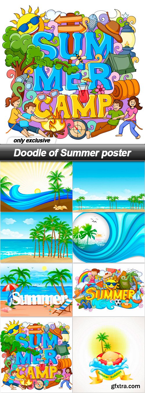 Doodle of Summer poster - 8 EPS