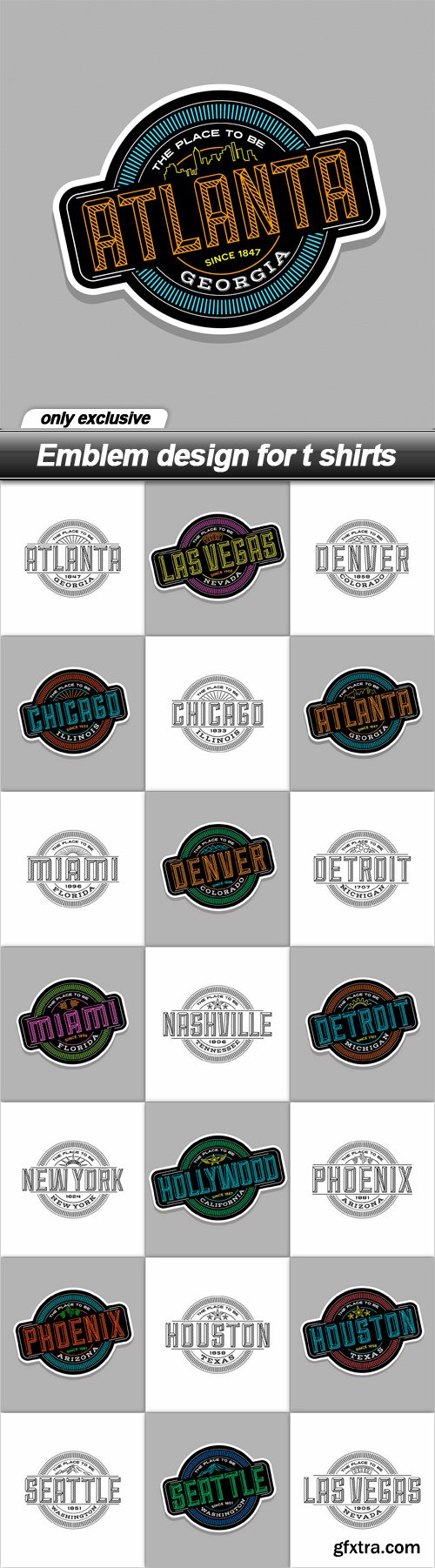 Emblem design for t shirts - 21 EPS