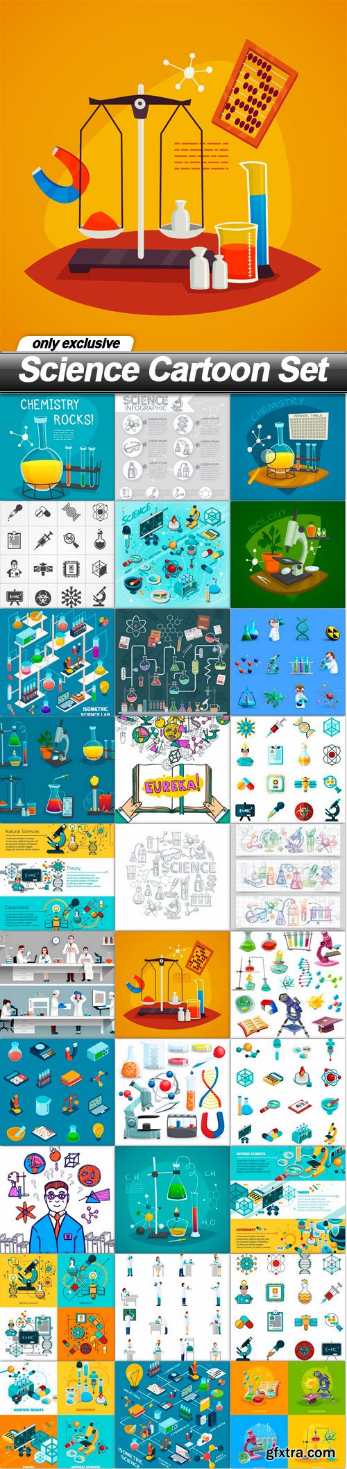 Science Cartoon Set - 30 EPS