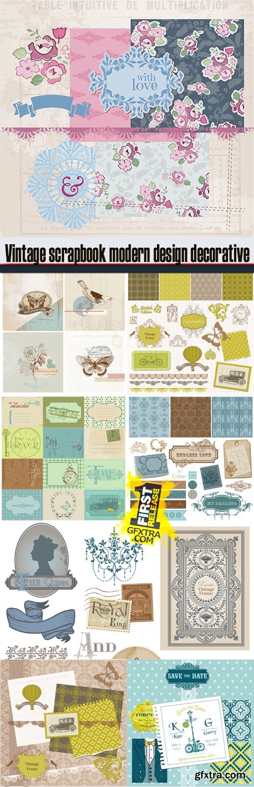 Vintage scrapbook modern design decorative