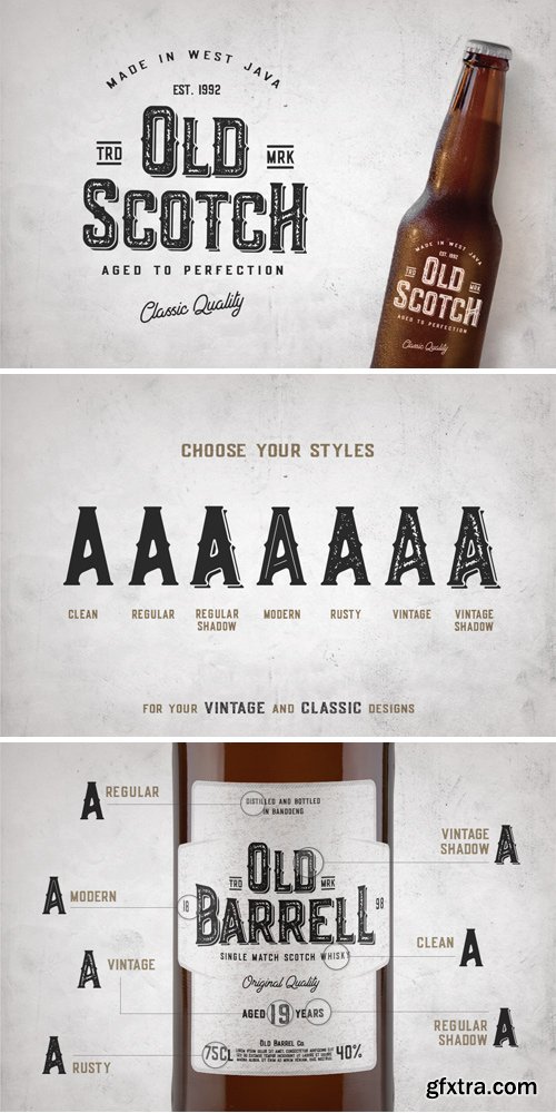 CM 718924 - Old Scotch Typeface - 7 Font Styles