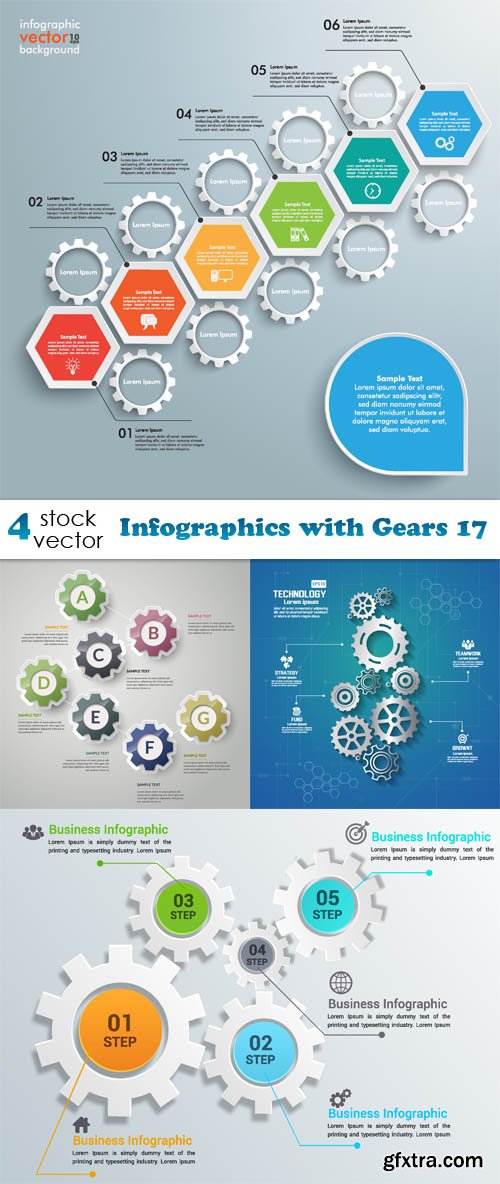 Vectors - Infographics with Gears 17