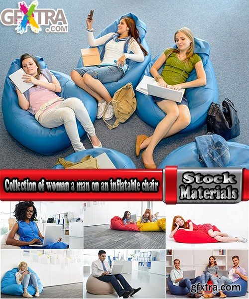 Collection of woman a man a child on an inflatable chair couch relaxing holiday joy 25 HQ Jpeg