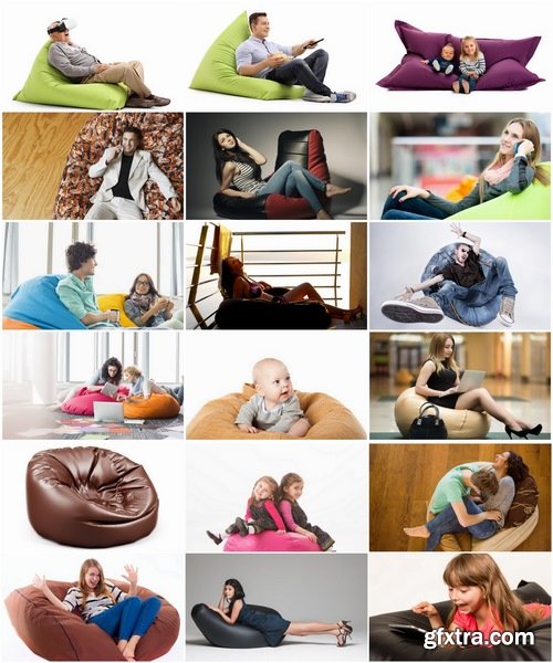 Collection of woman a man a child on an inflatable chair couch relaxing holiday joy 25 HQ Jpeg
