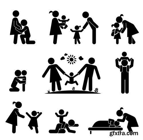 Pictogram of happy family