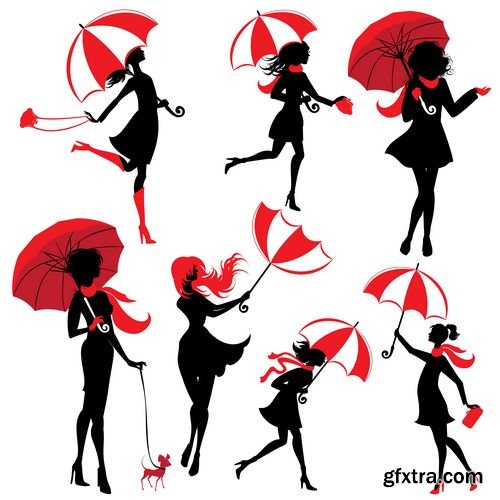 Stylish girl and umbrella