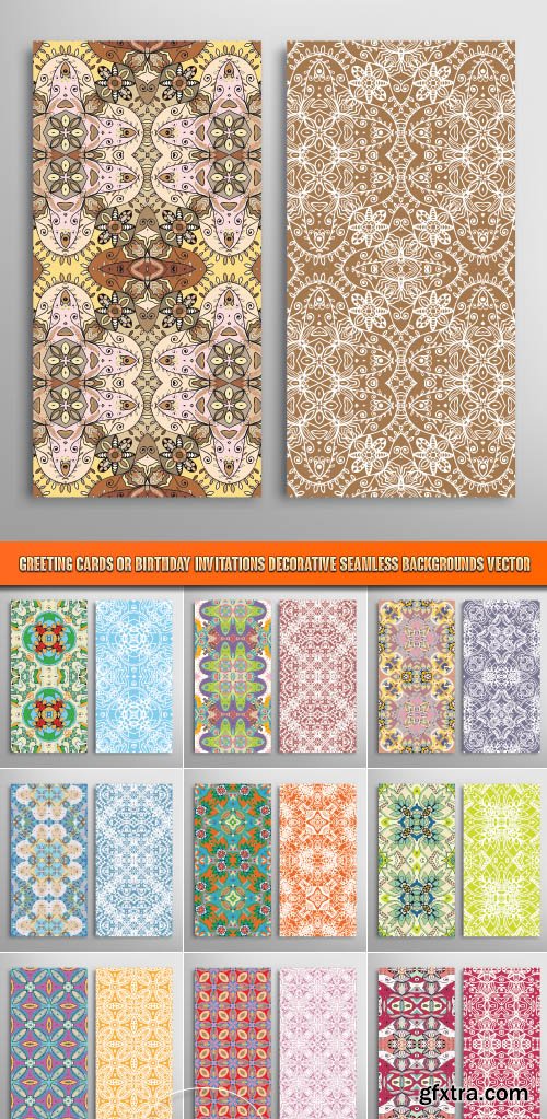 Greeting cards or Birthday Invitations Decorative seamless backgrounds vector