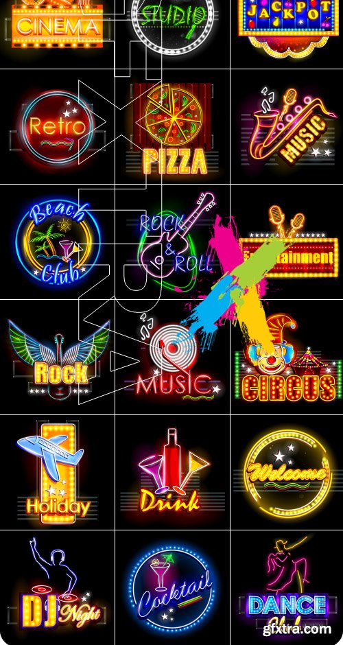 Neon light signboard neon advertising vector