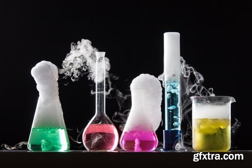 Collection of chemist chemical reaction laboratory glassware chemical reagent 25 HQ Jpeg