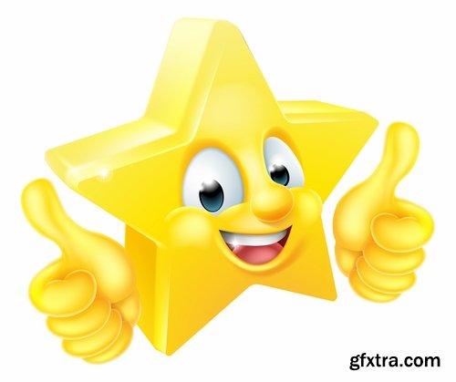 Collection of cartoon smiley emotion star icon vector image 25 EPS