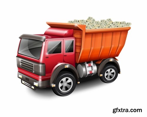 Collection of vehicle car truck tractor vector image 25 EPS