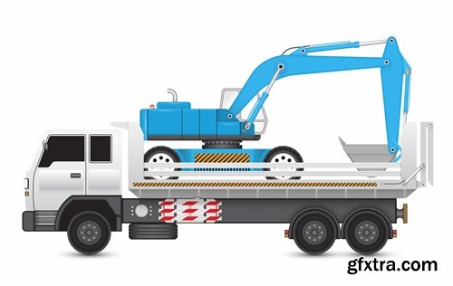 Collection of vehicle car truck tractor vector image 25 EPS