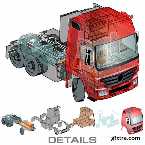 Collection of vehicle car truck tractor vector image 25 EPS