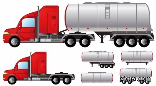 Collection of vehicle car truck tractor vector image 25 EPS