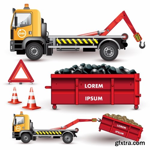 Collection of vehicle car truck tractor vector image 25 EPS