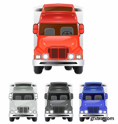 Collection of vehicle car truck tractor vector image 25 EPS