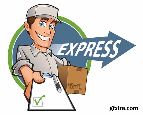 Collection of parcel delivery mail speed packaging goods vector image 25 EPS