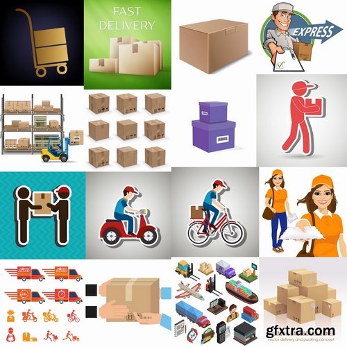 Collection of parcel delivery mail speed packaging goods vector image 25 EPS