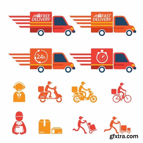 Collection of parcel delivery mail speed packaging goods vector image 25 EPS