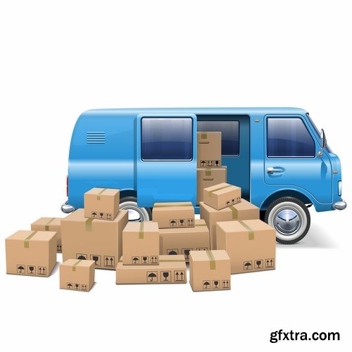 Collection of parcel delivery mail speed packaging goods vector image 25 EPS