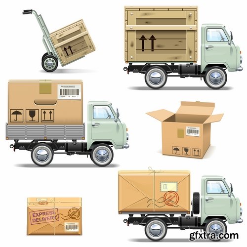 Collection of parcel delivery mail speed packaging goods vector image 25 EPS