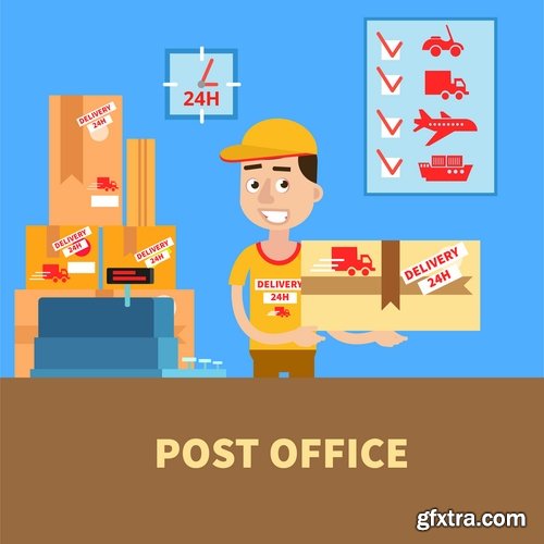 Collection of parcel delivery mail speed packaging goods vector image 25 EPS