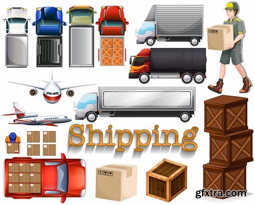 Collection of parcel delivery mail speed packaging goods vector image 25 EPS