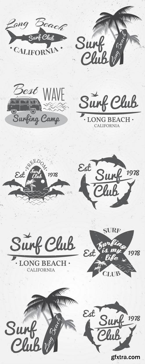 Surf Club Summer Surfing Retro Badge