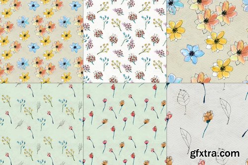 CreativeMarket 54 floral watercolor patterns 705136