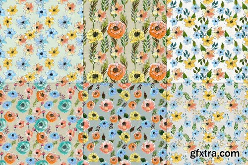 CreativeMarket 54 floral watercolor patterns 705136