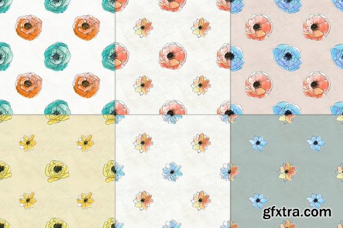 CreativeMarket 54 floral watercolor patterns 705136