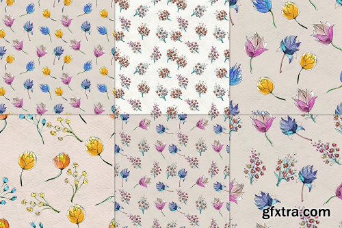 CreativeMarket 54 floral watercolor patterns 705136