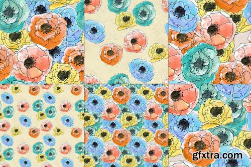 CreativeMarket 54 floral watercolor patterns 705136