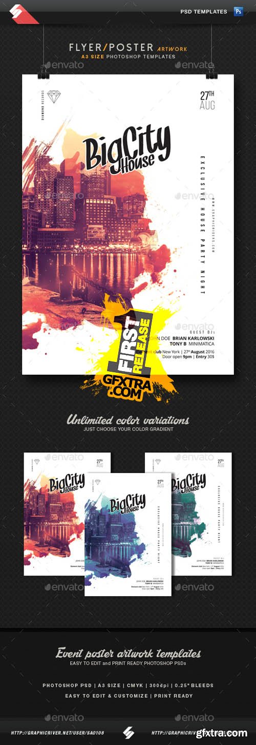 GR - Big City House - Party Flyer Template A3 16397070