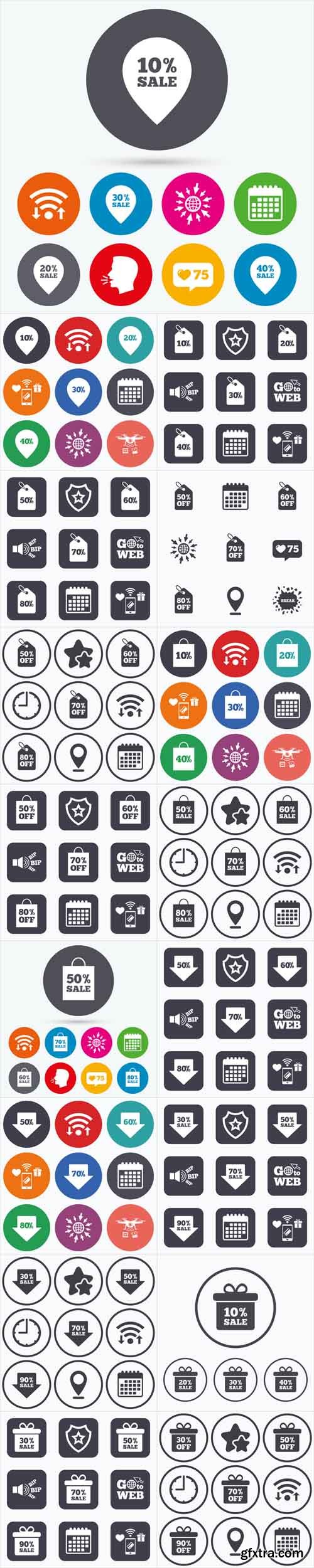 Vector Set - Sale Tag icons.Discount Symbols